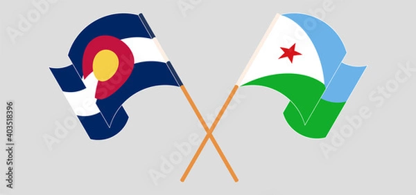 Obraz Crossed and waving flags of The State of Colorado and Djibouti