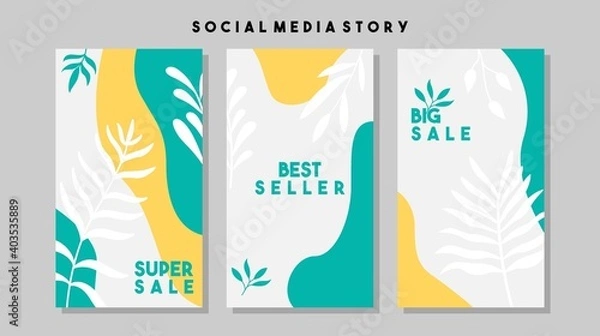 Obraz Social media pack template for discount and special offer. Modern promotion square web banner for mobile apps. Elegant sale and promo