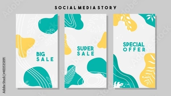 Obraz Social media pack template for discount and special offer. Modern promotion square web banner for mobile apps. Elegant sale and promo