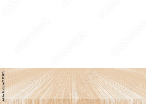 Fototapeta Empty wooden table  isolated on white background, used for display your products.