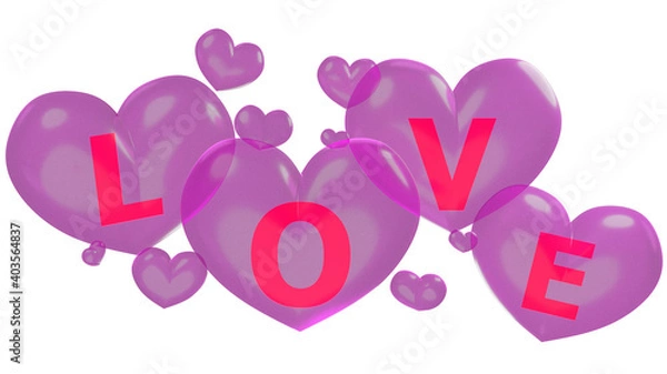 Fototapeta Love in heart balloon abstract background 3D render