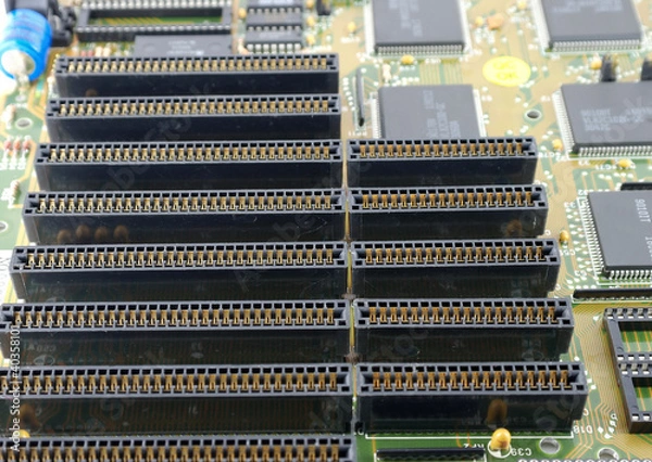 Fototapeta Old mainboard for PC with ISA unit interface