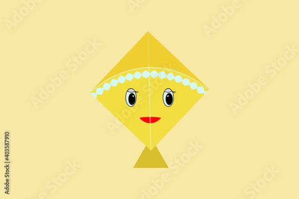Fototapeta cartoon funny cute kite with eyes and lips cartoon expressions isolated on colourful background vector illustration.  

