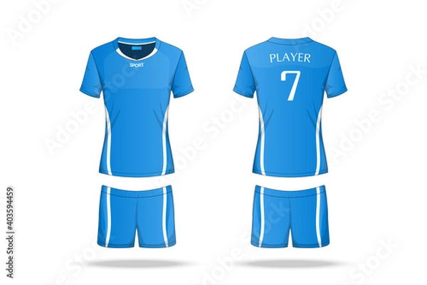 Fototapeta Specification Volleyball Jersey isolated on white background , Sport T Shirt round neck and short pants template. mockup team uniform . Vector layers , Illustration design eps10
