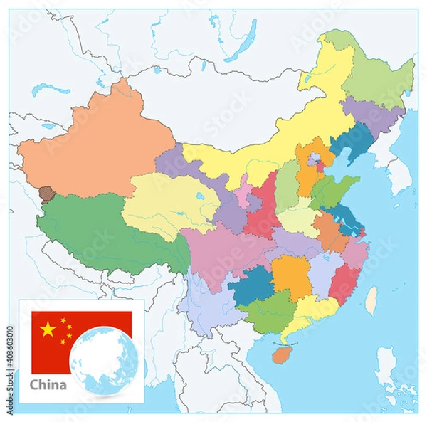 Fototapeta China Political Map. No text