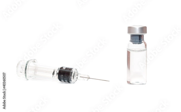 Obraz Syringe and vials on white