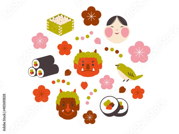 Obraz 2月 節分の素材イラスト