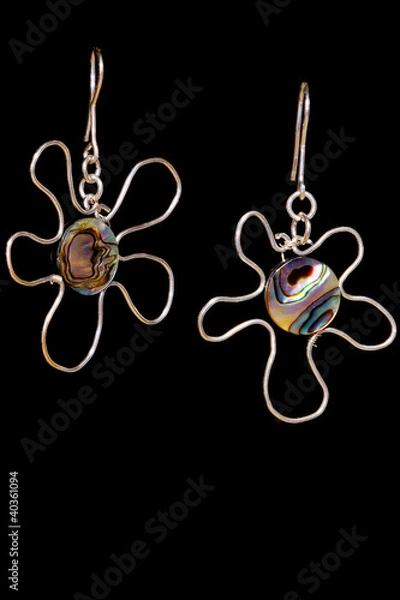 Obraz Handmade wire-work nacreous earrings
