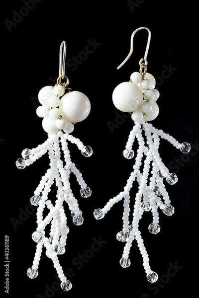 Obraz Handmade white snow earrings