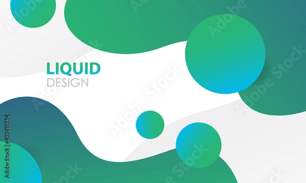 Obraz Liquid color background design. Blue elements with fluid gradient. Dynamic shapes composition. Vector illustration