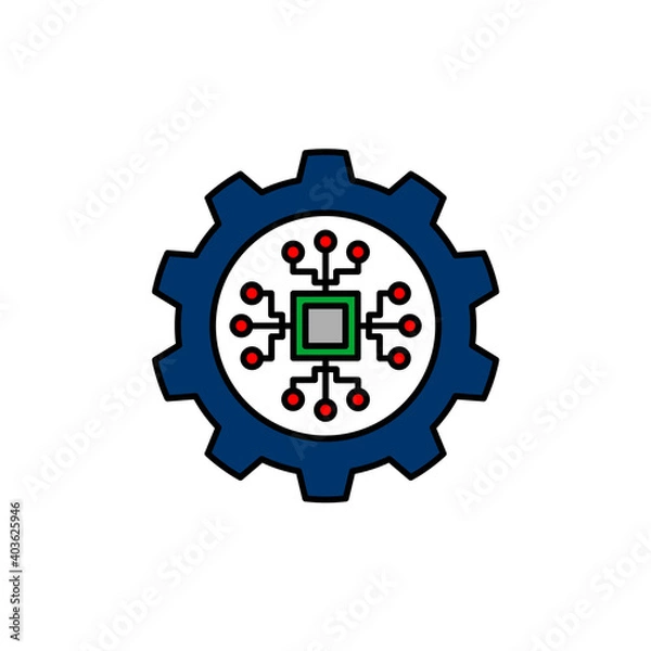 Fototapeta Artificial intelligence processor service chipset. Illustration of technology and artificial intelligence. Vector icon