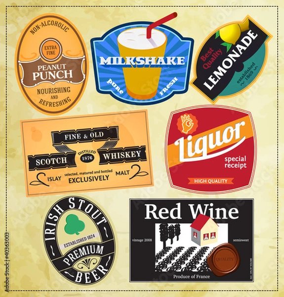 Obraz Vintage label templates for beverages