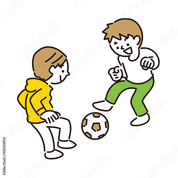 Fototapeta サッカーボールで遊ぶ男の子たち