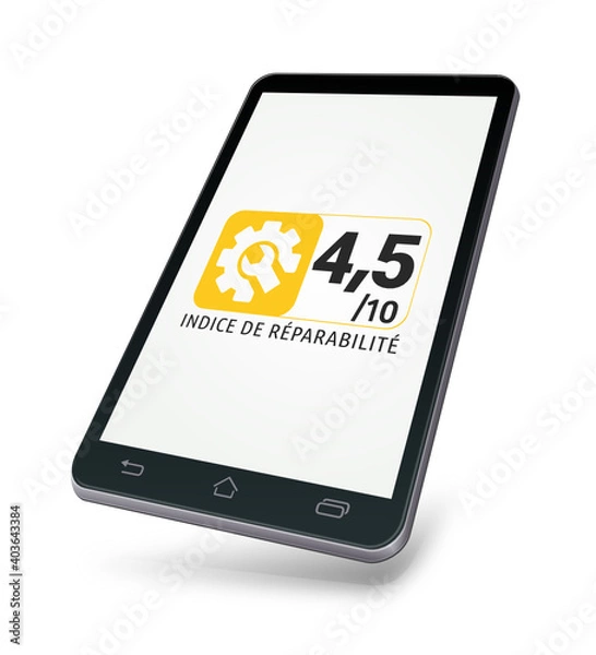 Fototapeta Smartphone avec un indice moyen de réparabilité jaune