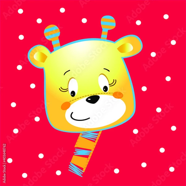 Obraz cartoon giraffe on red background