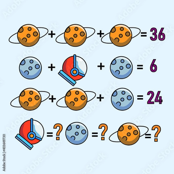 Fototapeta Mathematical riddle, educational game for children and adults, rebus.Riddle for the mind. Riddle with numbers. Vector. Mathematical rebus. Result. Crossword for social networks