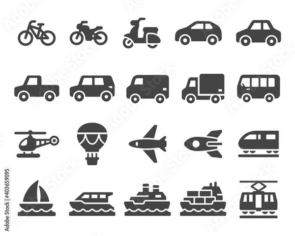 Fototapeta vehicle and transport icon set,solid and glyph style,vector and illustration