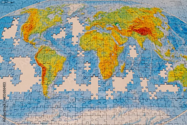 Fototapeta Puzzle of map of the world.