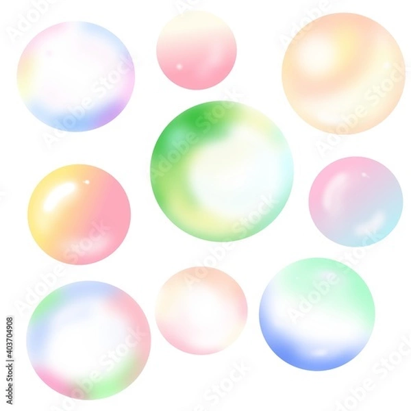 Fototapeta set of soap bubbles of different colors