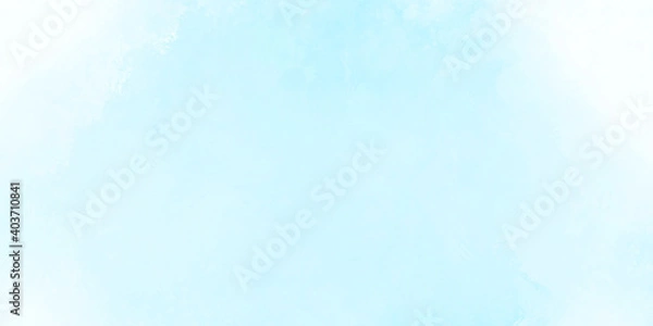 Fototapeta Beautiful watercolor white and baby soft blue background, cloudy summer or spring sky pastel paper	