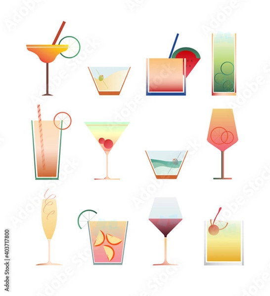 Fototapeta Cocktail Collection Vector Flat Design Menu