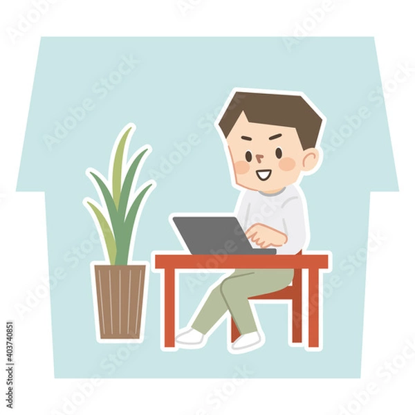 Fototapeta リモートワークをする男性