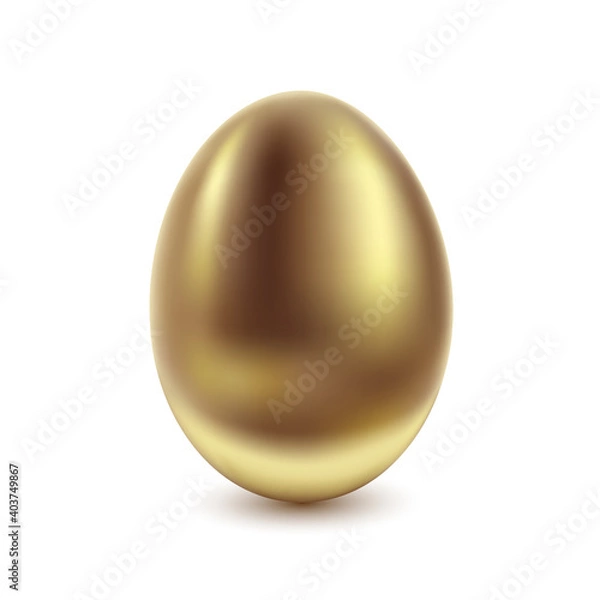 Fototapeta Realistic Golden Egg on white background. Concept business Icon