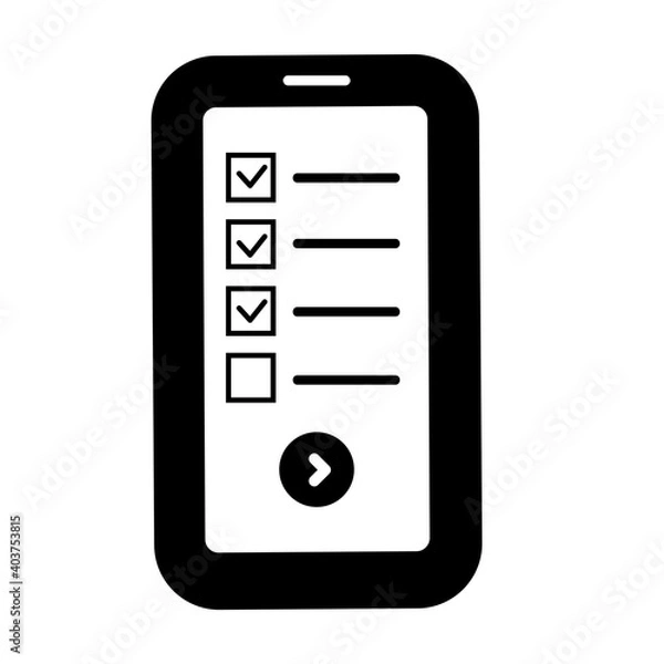 Obraz スマートフォンによるアンケートの白黒アイコン