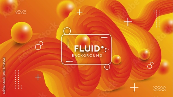 Obraz 3d flow abstract background with orange & yellow color.  fluid background. applicable for banner, poster, flyer & etc. 
