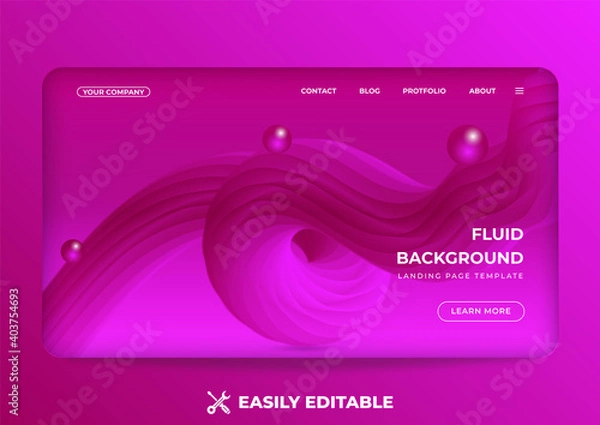 Obraz Pink background with fluid shape. Attractive landing page template design. 