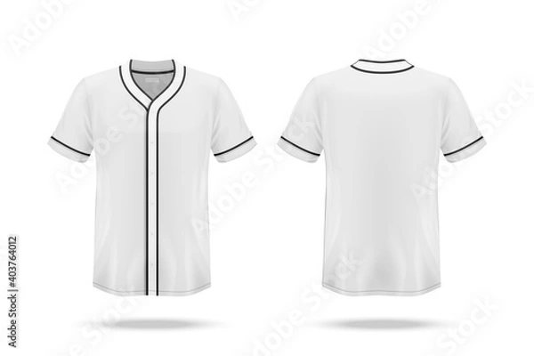 Fototapeta Specification Baseball T Shirt Mockup  isolated on white background , Blank space on the shirt for the design and placing elements or text on the shirt , blank for printing , vector illustration