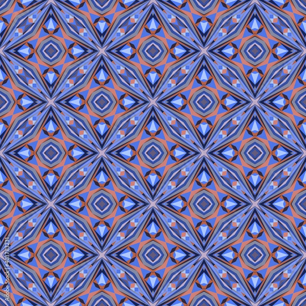 Fototapeta Geometric seamless pattern, ornament, abstract colorful background, fashion print, vector texture.