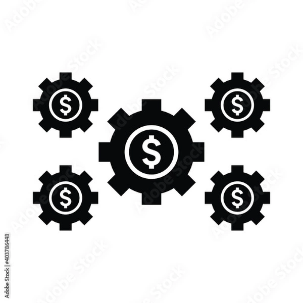 Fototapeta Business tools, factory gears icon. Black color vector.
