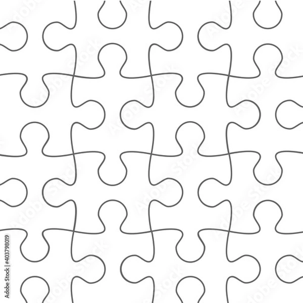 Fototapeta Puzzle pieces set. Collection of Jigsaw for marketing, icon and logo template. Modern flat puzzle, grid background. Puzzle pieces, vector illustration concept