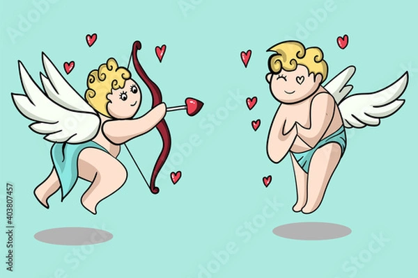 Obraz cupid is doing archery vector clip art illustration