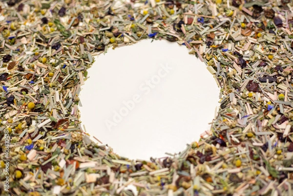 Obraz Dried herb tea. Background with copy space.
