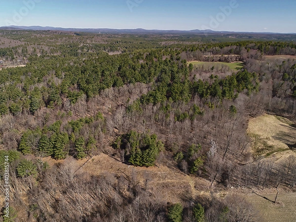 Fototapeta Aerial Drone photos of a farm in Hollis NH