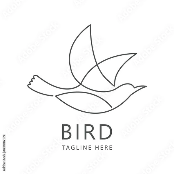 Fototapeta One line bird logo vector