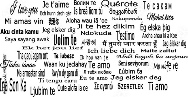 Fototapeta "I love you" phrase expressed in fifty different languages