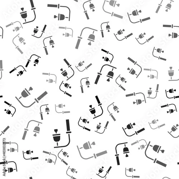Obraz Black Train station bell icon isolated seamless pattern on white background. Vector.