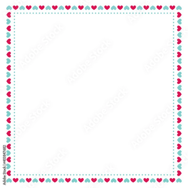 Fototapeta Heart Border, Valentine's Day, Love Border, Photo Frame, Red Heart Border Background, Valentine's Day Card Background, Heart Icon Vector Background