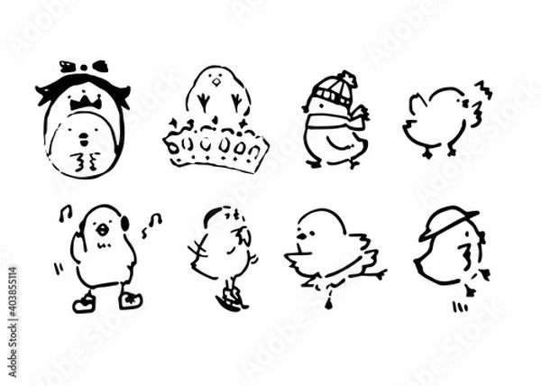 Obraz Set of chicks for icons