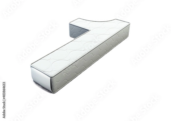 Obraz A illustration 3D of a mattress in the shape of number 1