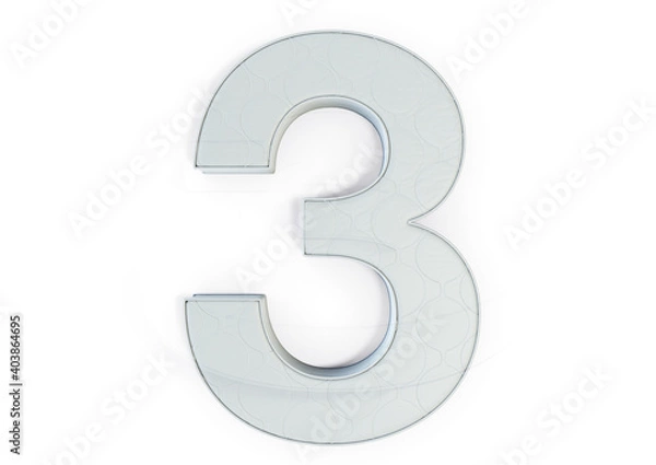 Obraz A illustration 3D of a mattress in the shape of number 3