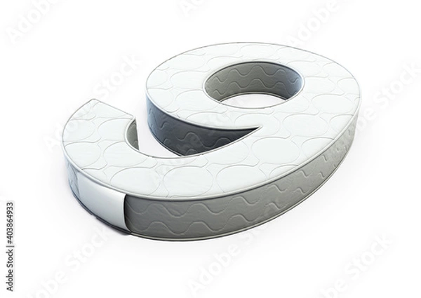 Obraz A illustration 3D of a mattress in the shape of number 9