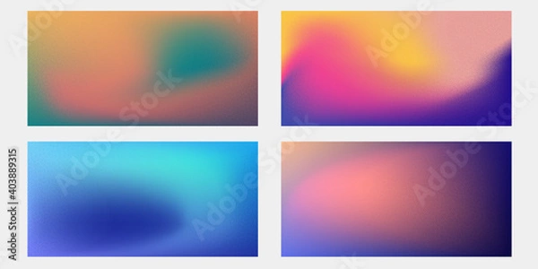 Fototapeta Set of Gradient mesh color backgrounds template with texture. Abstract modern screen design for mobile app. Soft color gradients. New design for ad, poster, banner of your website. Vector illustration