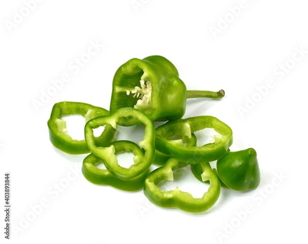 Fototapeta Sliced fresh red paprika isolated on white background.