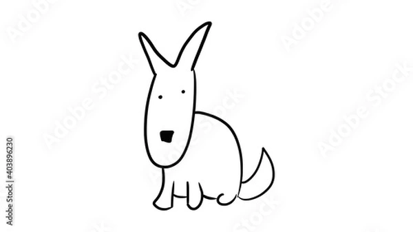 Fototapeta Funny dog line art cartoon style kids book design