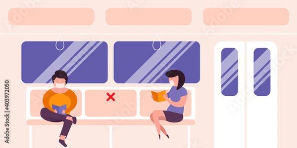 Fototapeta SOCIAL DISTANCING ILLUSTRATION