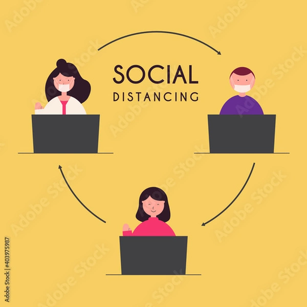 Fototapeta SOCIAL DISTANCING ILLUSTRATION